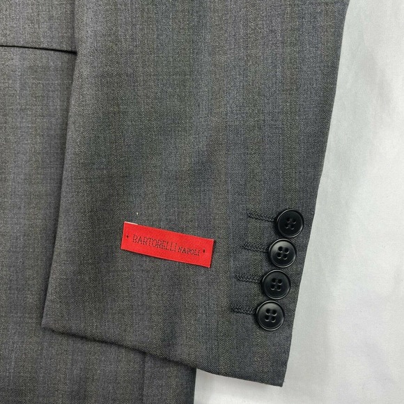 Bartorelli Napoli Gray Green Striped Mens Wool Suit 38R Pant 32XUnfinished NWT - Picture 4 of 11
